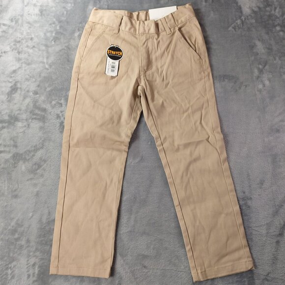 Authentic School Uniform Boys Dress Code Khaki Stretch Pants Size 7 Cotton Blend - Picture 1 of 10